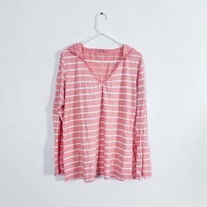 Fresh Produce Top Women's Size XL Orange Stripe Lightweight Slub Hoodie Shirt